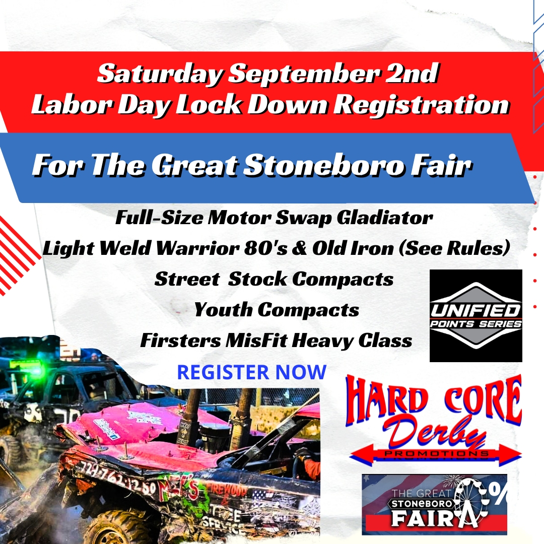 Registration For Saturday Sept 2nd Labor Day Lock down At The Great Stoneboro Fair